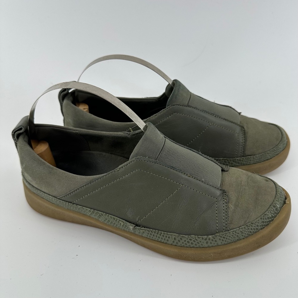 Vionic Zinah Womens 6 Olive Green Leather Nubuck Slip On Sneakers Comfort Casual